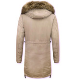 Macleria Winterjacke Damen - Parka mit Echtfell - Beige