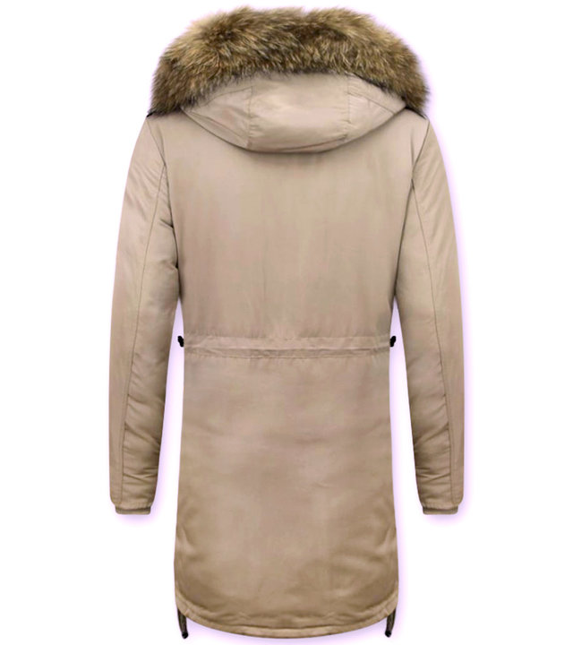 Macleria Winterjacke Damen - Parka mit Echtfell - Beige