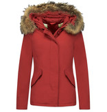 TheBrand Jacke mit Fellkragen - Winterjacke Damen - Rot