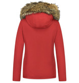 TheBrand Jacke mit Fellkragen - Winterjacke Damen - Rot