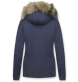 TheBrand Jacke mit Fellkragen - Kurze Winterjacke Damen - Blau