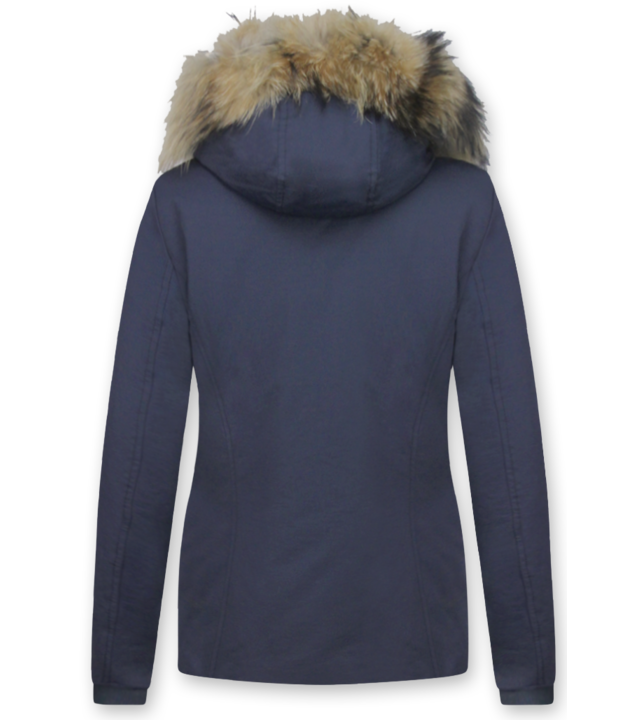 TheBrand Jacke mit Fellkragen - Kurze Winterjacke Damen - Blau