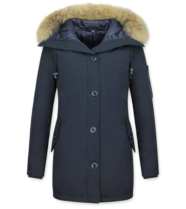 TheBrand Jacken mit Fellkragen - Winterjacken Damen Lange - Canada Style - Blau