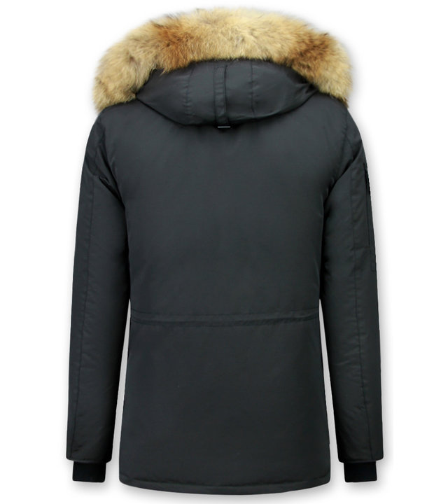 Beluomo Winterjacke Herren - Parka Lang mit Fellkragen -  Expedition Parka - Schwarz