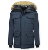 Beluomo Winterjacke Herren - Parka Lang mit Fellkragen - Expedition Parka - Blau