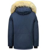 Beluomo Winterjacke Herren - Parka Lang mit Fellkragen - Expedition Parka - Blau