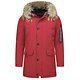 Winterjacken Herren Lange  mit Fellkragen - Parka Bordeaux Rot
