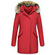 Jacke mit Fellkragen - Winterjacke Damen - Parka Taschen - Rot