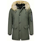 Jacken mit Fellkragen - Herren Winter Jack Lang - Große XL Pelzkragen - Parka - Grün