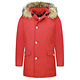 Jacken mit Fellkragen - Winterjacken Herren Lange - Große Pelzkragen - Parka 4 Tasche Wooly - Rot