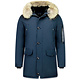 Winterjacken Herren Lange mit Fellkragen- Große Pelzkragen - Parka - Blau