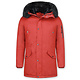 Winterjacke Herren - Langer Parka mit Kunstfell Kragen - Kunstfellkragen - Army / Bordeaux Rot