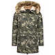 Winterjacke Herren - Langer Parka mit Kunstfell Kragen - Kunstfellkragen - Camouflage Grün