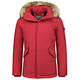 Parka Winterjacke Herren Lange mit Fellkragen - Parka Karo - Rot