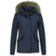 Jacken mit Fellkragen - Winterjacken Damen Kurze - Kleine Pelzkragen - Wooly - Blau