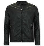 Enos Biker jacke - Herren Kunstlederjacke - Schwarz Enos Biker jacke - Herren Kunstlederjacke - Schwarz
