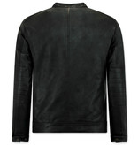 Enos Biker jacke - Herren Kunstlederjacke - Schwarz Enos Biker jacke - Herren Kunstlederjacke - Schwarz