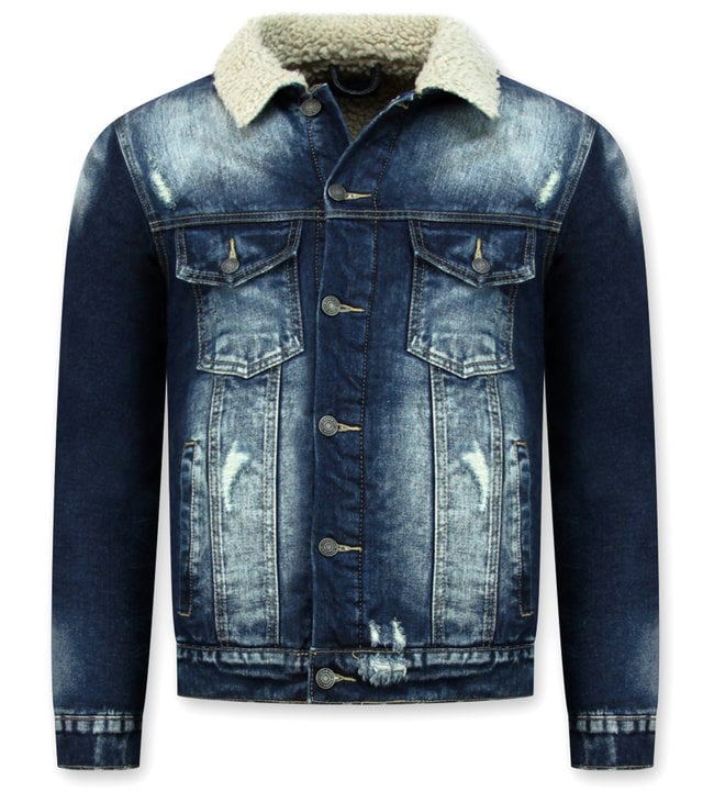 Wareen W Jeans Jacke mit Fell Stehkragen - 0278 GC - Blau