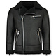 Shearling Jacket- Lammfell Lederjacke Herren - Kunstpelz - Schwarz