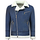 Shearling Jacke Herren Lammfell - Jacke Mit Kunstfell - Blau