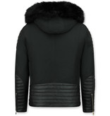 Enos Kurze Winterjacke Herren - Künstfell Jacke - Schwarz