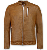 Enos Herren Kunstlederjacke - Bikerjacke - Brown