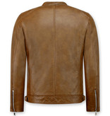 Enos Herren Kunstlederjacke - Bikerjacke - Brown