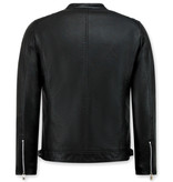 Enos Herren Kunstlederjacke - Bikerjacke - Schwarz