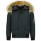 Kurze Winterjacke Herren - Pelzkragen - Echtfell Jacke -  Schwarz