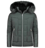 Enos Kunstfell Jacke - Schwarze Herrenjacke - Winterjacke Männer - Schwarz