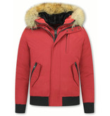 Enos Kurze Winterjacke Herren - Echtfell Jacke - Rot