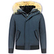 Kurze Winterjacke Herren - Pelzkragen - Echtfell Jacke - Blau