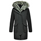 Kunstfell Jacke - Winterjacke mit Fell - Winterjacke Damen - Schwarzer Parka -Schwarz