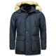 Winterjacke Herren - Parka Lang mit Fellkragen - 4Pocet - Blau