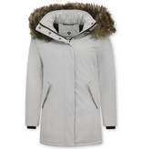 Matogla Damen Winterjacke - Mit Echtpelzkragen - Slim Fit - Beige