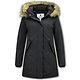 Damen Winterjacke mit Kunstpelzkragen - Slim Fit - Schwarz