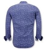 Tony Backer Blumen Hemden Herren Slim Fit - 3085 - Blau