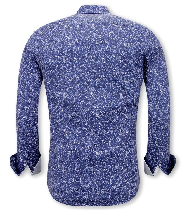 Tony Backer Blumen Hemden Herren Slim Fit - 3085 - Blau