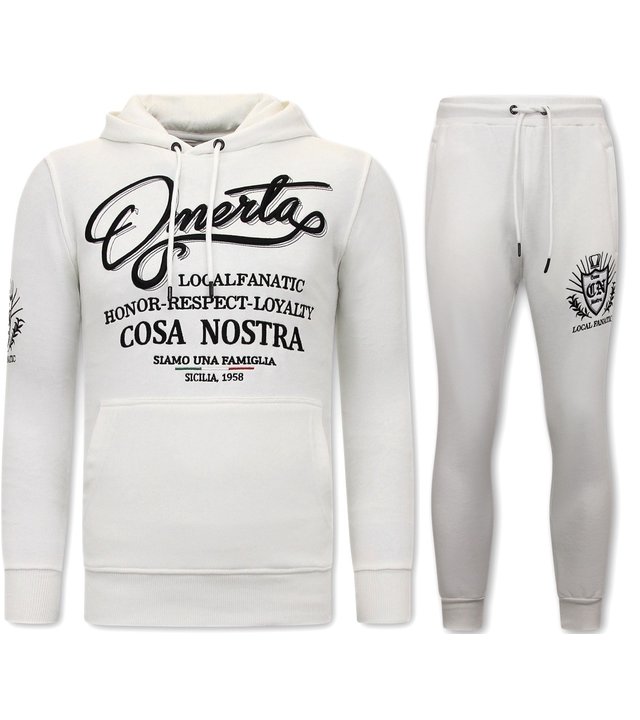 Local Fanatic Jogginganzug Herren Omerta Cosa Nostra - 11-6517W - Weiß