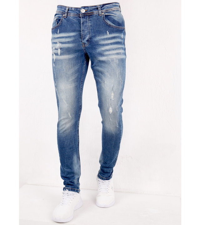 True Rise Destroyed Herren Jeans Slim Fit - SLM-33 - Blau