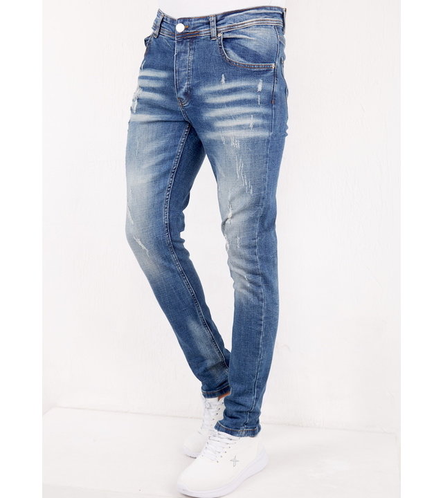 True Rise Destroyed Herren Jeans Slim Fit - SLM-33 - Blau