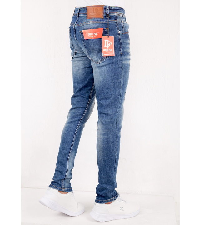 True Rise Destroyed Herren Jeans Slim Fit - SLM-33 - Blau