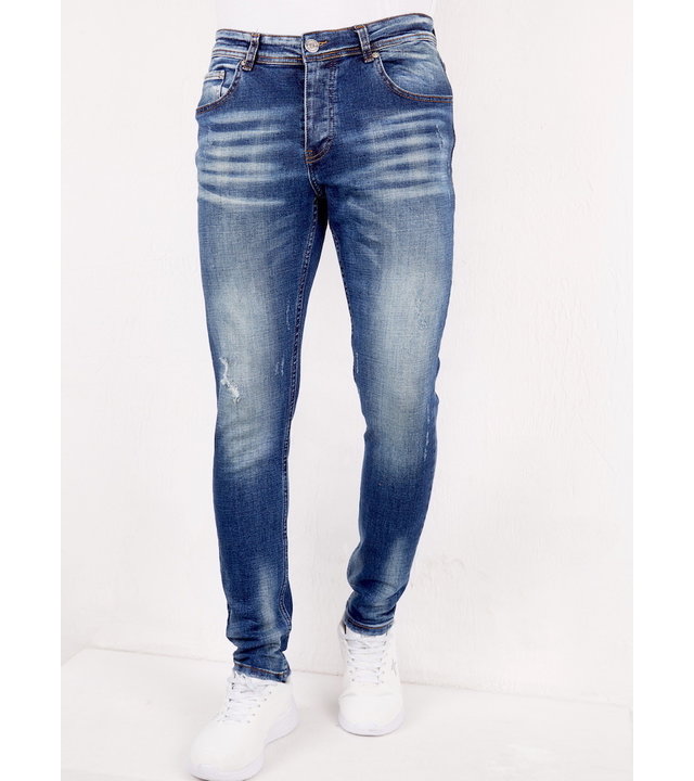 True Rise Herren Jeans slim fit Destroyed - SLM-34 - Blau