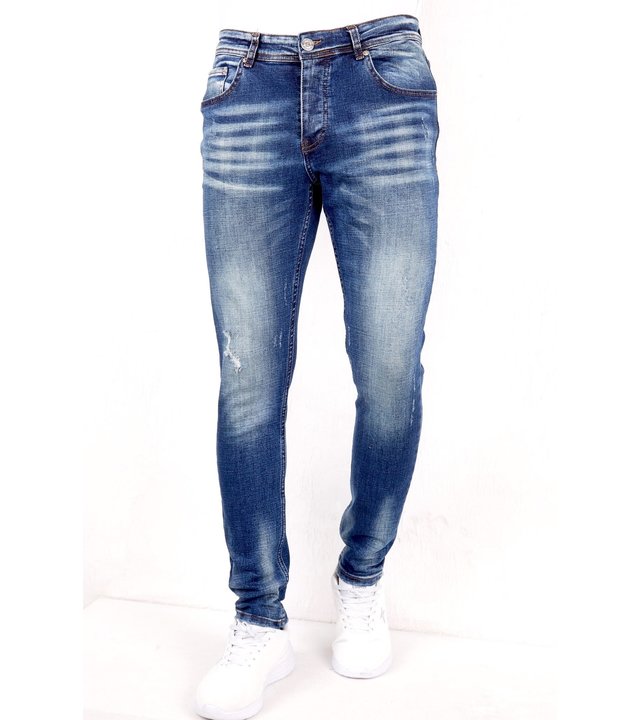 True Rise Herren Jeans slim fit Destroyed - SLM-34 - Blau