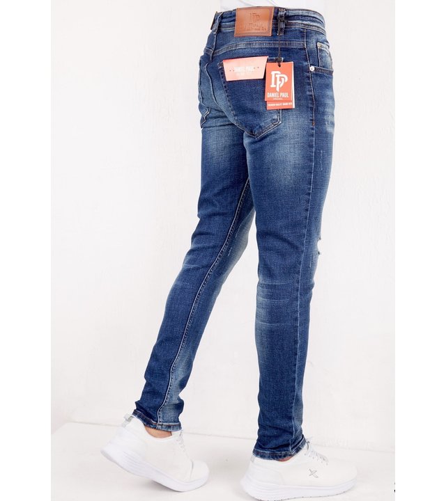 True Rise Herren Jeans slim fit Destroyed - SLM-34 - Blau