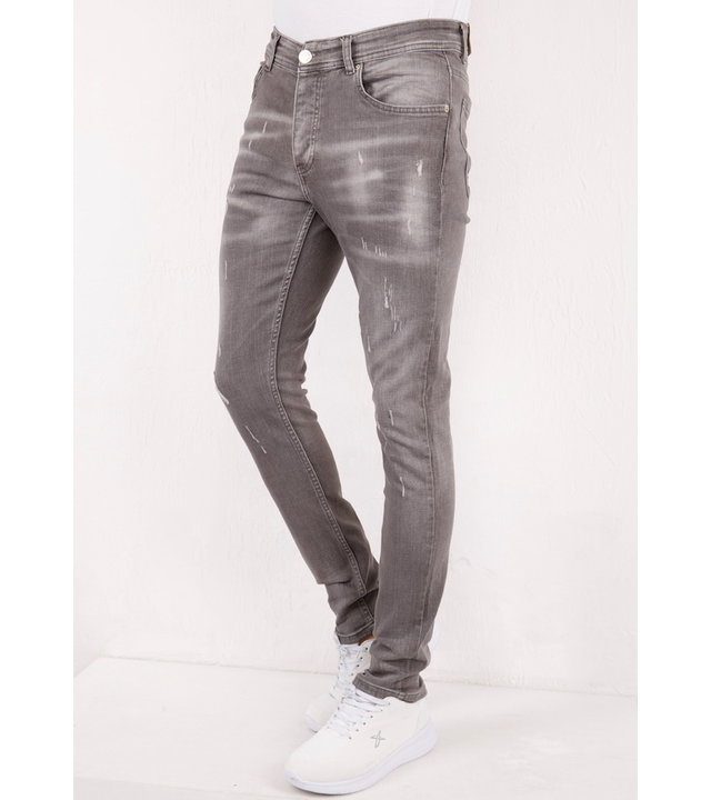True Rise Slim Fit Jeans Farbspritzer Herren - SLM-41 - Grau