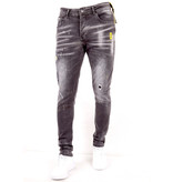 True Rise Herren Jeans Mit Farbspritzer - DC-013 - Grau