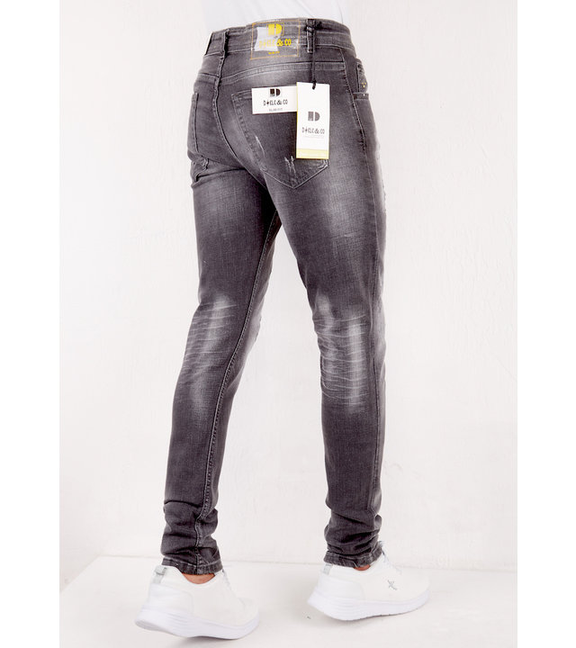 True Rise Herren Jeans Mit Farbspritzer - DC-013 - Grau