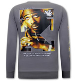 IKAO Tupac Shakur Sweatshirt Männer 2Pac - KS-91 - Grau