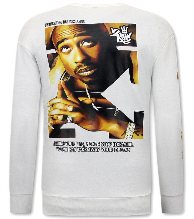 IKAO Tupac Shakur Sweatshirt Männer 2Pac - KS-91 - Weiß